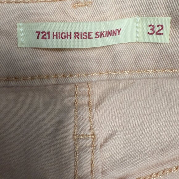 Women's LEVI'S 721 High‎ Rise Ankle Skinny Button-Fly in Baby Pink- Size 32 - Picture 9 of 15